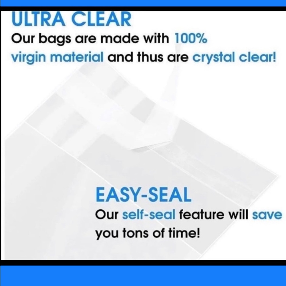 Crystal Clear 25ct~ 10x13” Bags-Self Seal 🪴🆕🪴W/Free 25ct Thank You Stickers - Picture 7 of 11